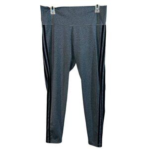 Adidas Gray Athletic Leggings With Black Side Stripes